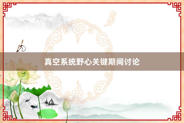 真空系统野心关键期间讨论
