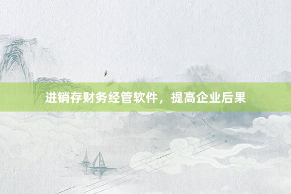 进销存财务经管软件，提高企业后果